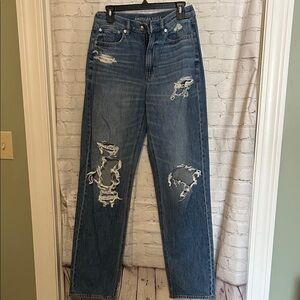 American Eagle Outfitters Ripped Blue Boyfriend Jeans